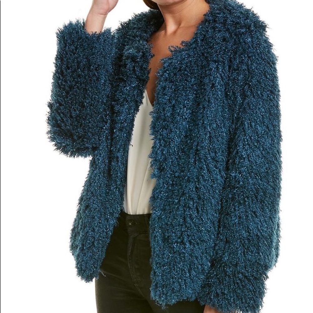 Shaggy Faux Fur Jacket in Peacock color